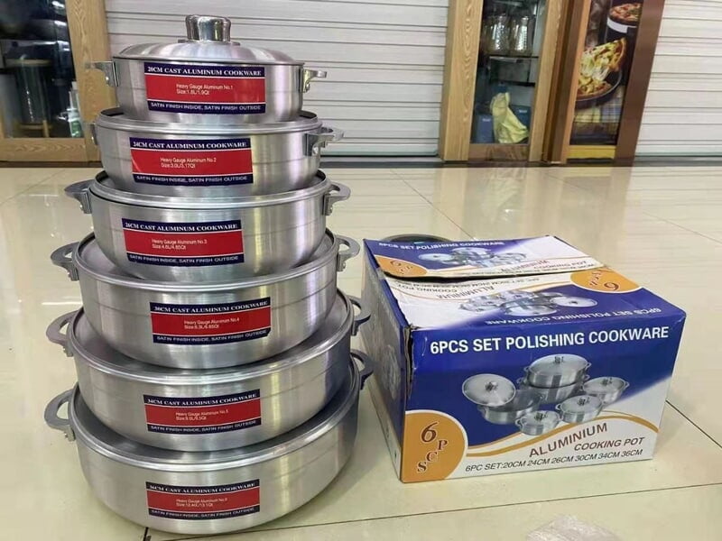 SET OF 6 ALUMINIUM POTS