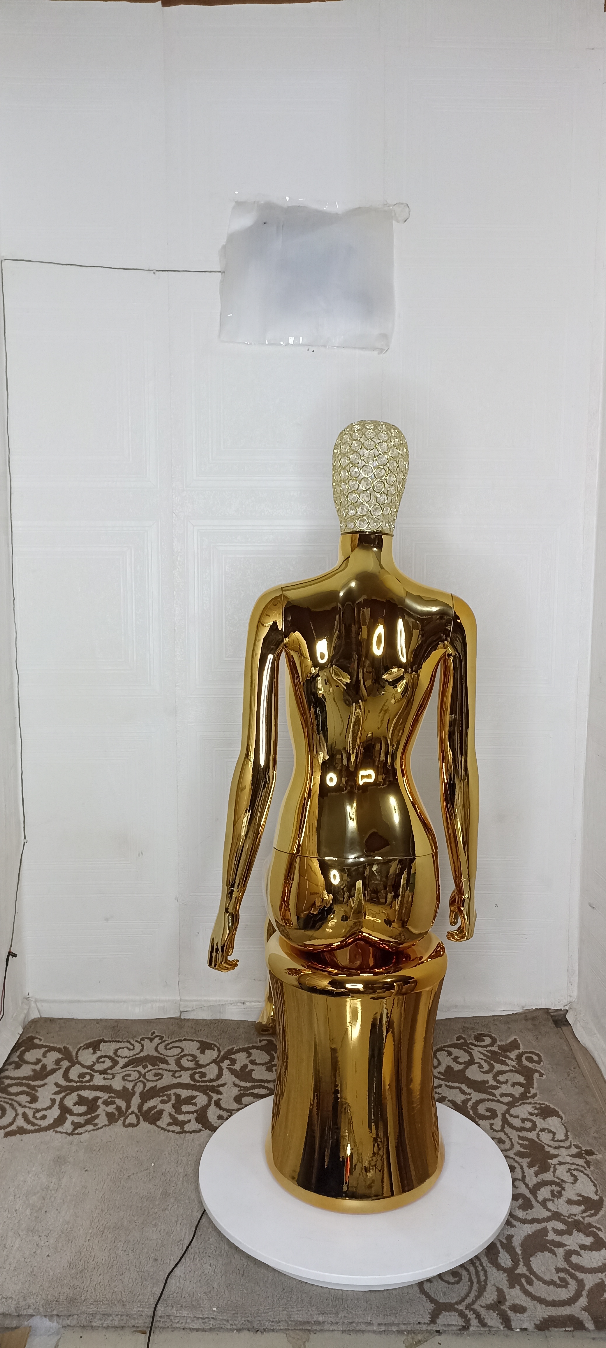 Sitting Seated Chrome Gold Female Mannequin