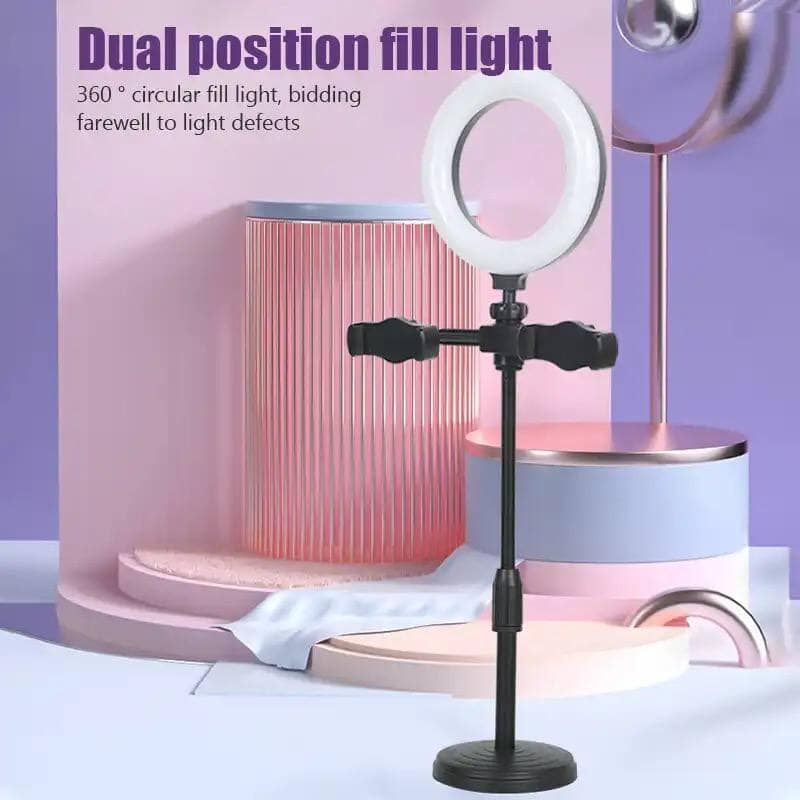 DESKTOP SELFIE RING LIGHT TWO PHONE HOLDERS