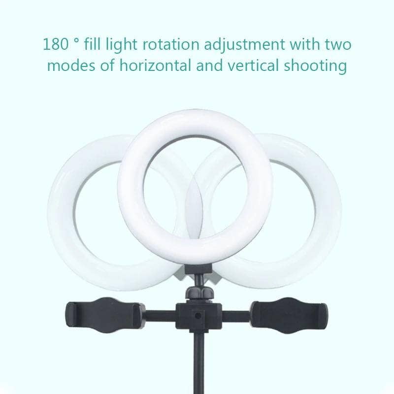 DESKTOP SELFIE RING LIGHT TWO PHONE HOLDERS