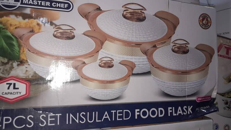 MASTER CHEF SET OF 4 INSULATED FOOD FLASK  - TOTAL CAPACITY - 7L