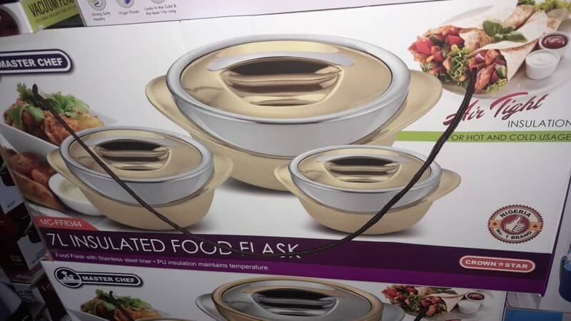 MASTER CHEF SET OF 3  INSULATED  FOOD FLASK - TOTAL CAPACITY - 7L