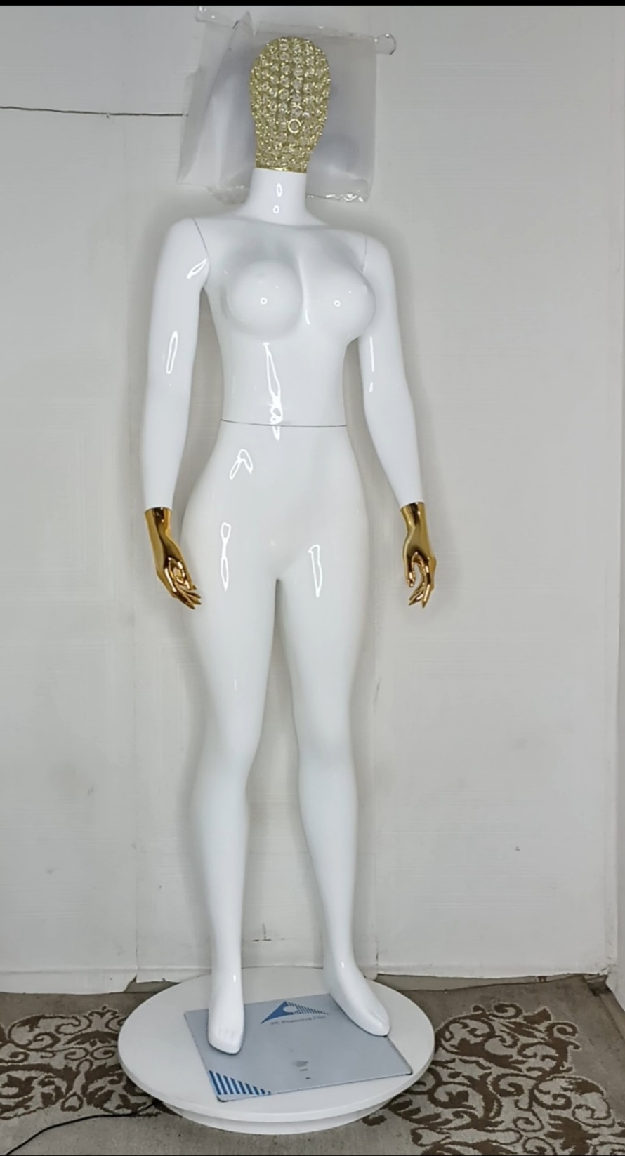 Female Mannequin with Diamond Stones Wire Mesh Net Head- Size 12