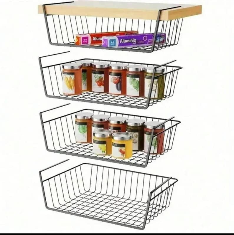 UNDER TABLE SHELF DESK STORAGE MESH BASKET