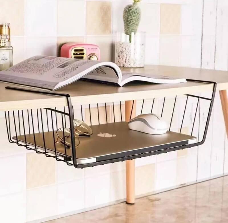 UNDER TABLE SHELF DESK STORAGE MESH BASKET