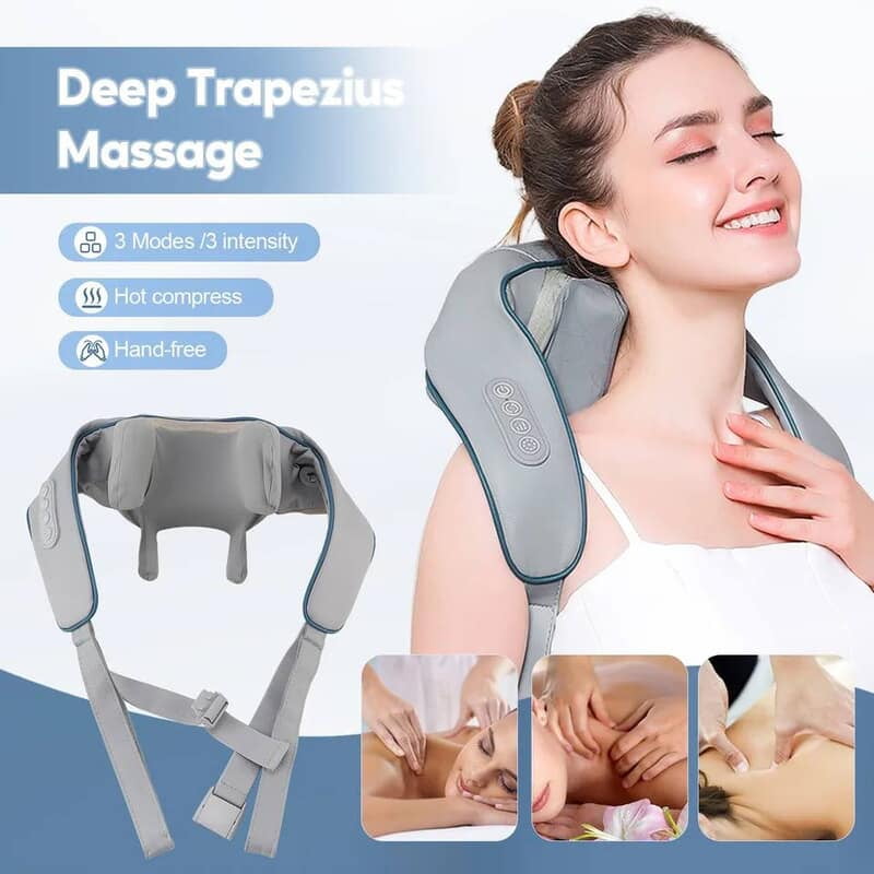 ELECTRIC RECHARGEABLE WIRELESS NECK SHOULDER MASSAGER BODY KNEADING TOOL