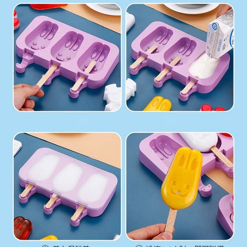 3 HOLES SILICON CARTOON ICE MAKER ICE MOULD