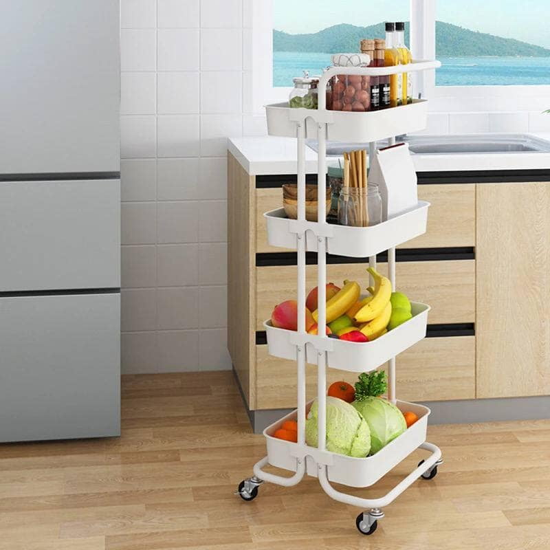 3 TIERS MULTIFUNCTIONING  UTILITY CART TROLLEY WITH HANDLE  LOCKABLE WHEELS