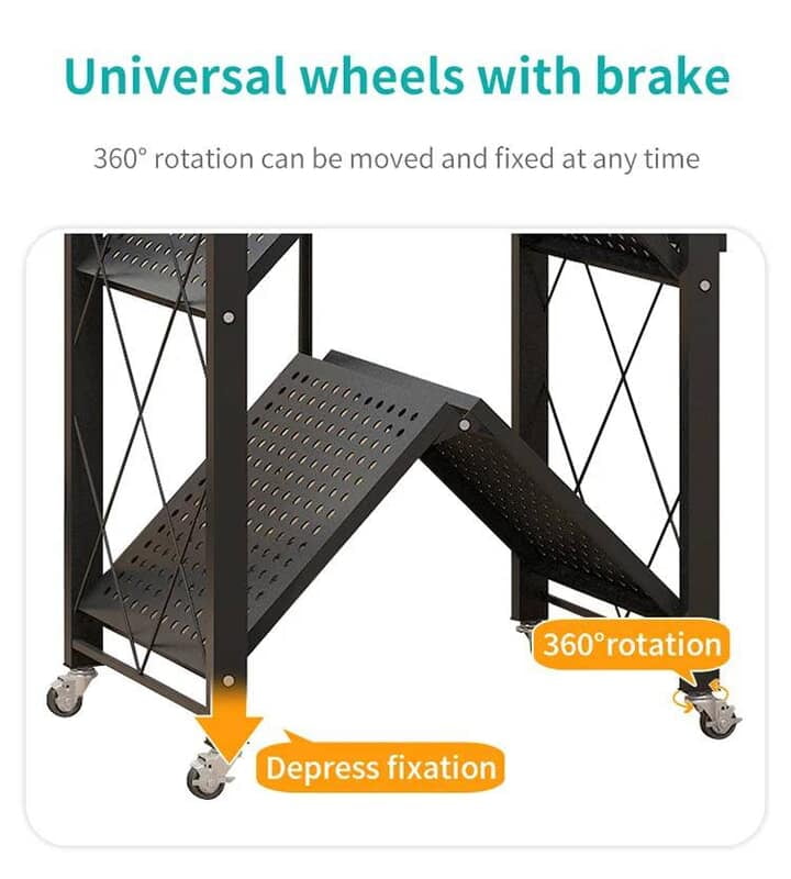 4 LAYERS FLOOR STORAGE RACK GAP TROLLEY SHELF WITH WHEELS FOR KITCHEN BATHROOM LIVING ROOM