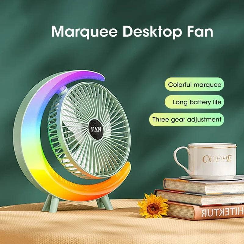 RECHARGEABLE RGB DESKTOP ADJUSTABLE ANGLE 3 GEARS FAN