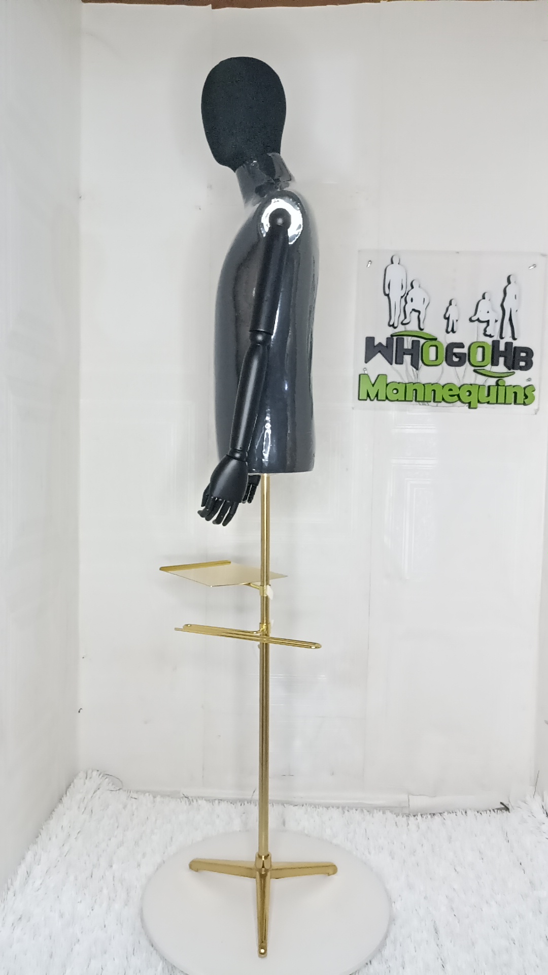 Tom Half Body Male Dressform Mannequin with wooden skeleton hands and Detachable Head