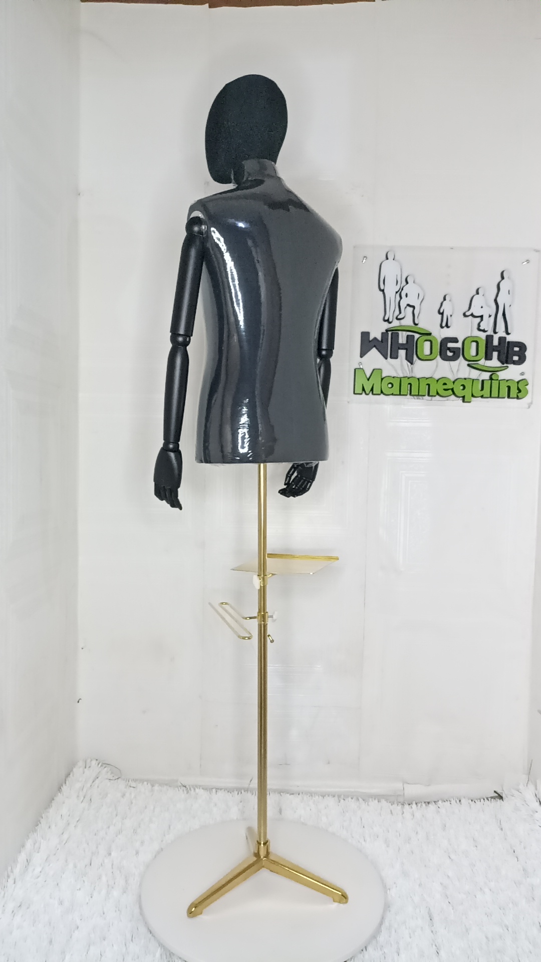 Tom Half Body Male Dressform Mannequin with wooden skeleton hands and Detachable Head