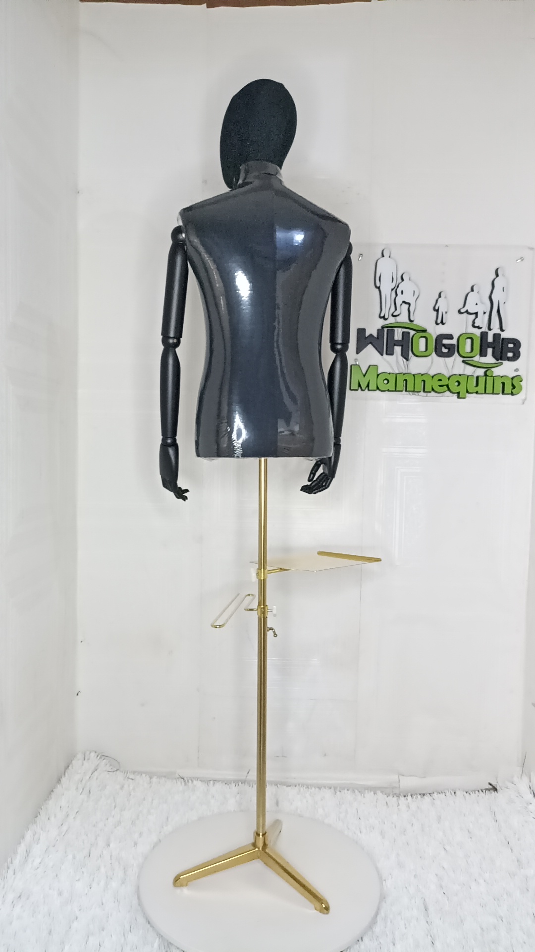 Tom Half Body Male Dressform Mannequin with wooden skeleton hands and Detachable Head