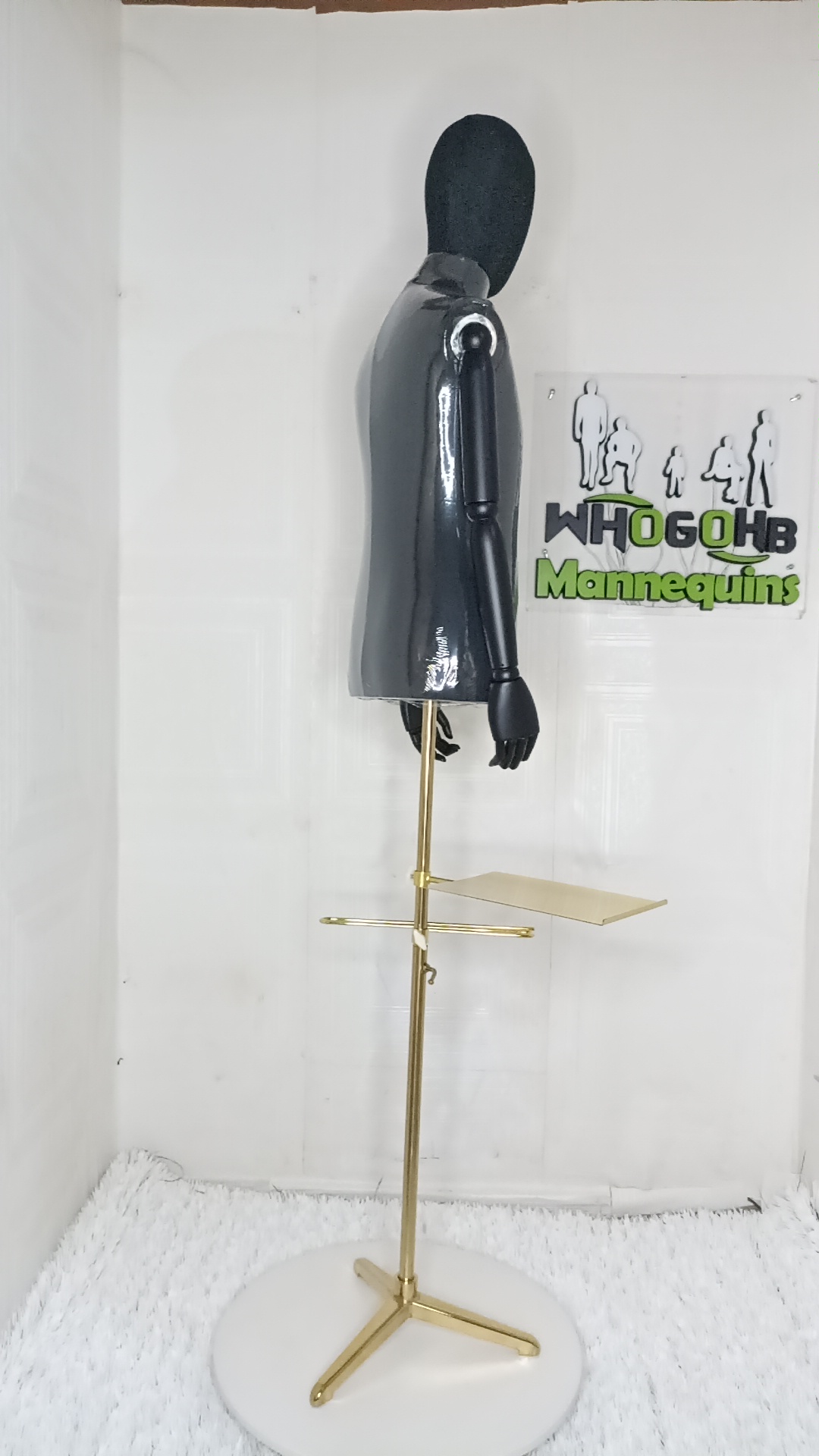 Tom Half Body Male Dressform Mannequin with wooden skeleton hands and Detachable Head