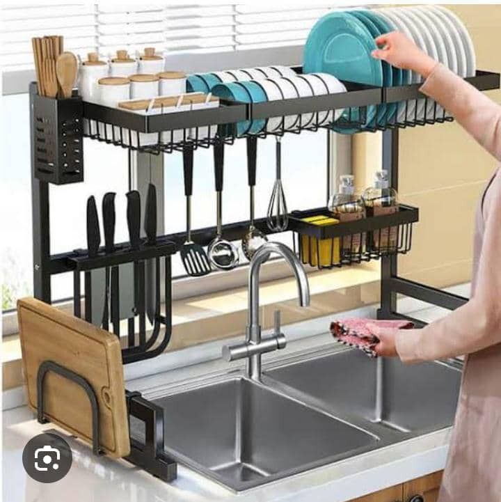 OVER THE SINK DISH RACK PLATE DRAINER  PLATE RACK DISH RACK WITH UTENSILS RACKS - 85CM