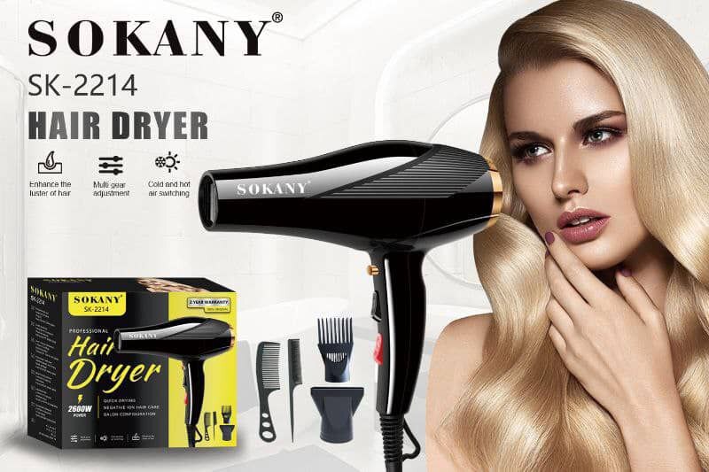 SOKANY 5IN1 HAIR DRYER WITH ACCESSORIES - 2600W
