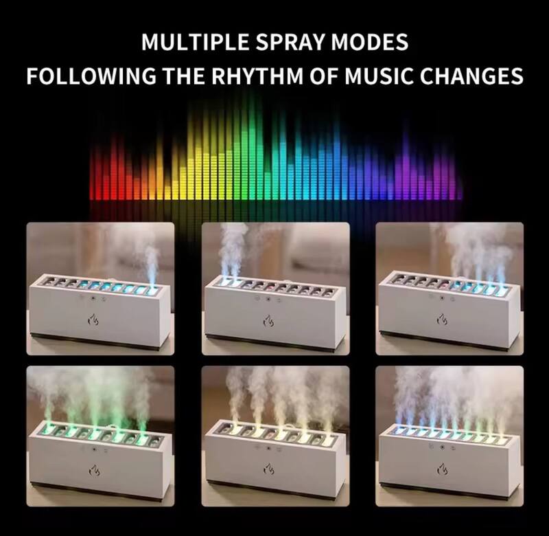 ULTRASOUND FLAME RGB LED AIR HUMIDIFIEER AROMA DIFFUSER MIST MAKER MUSIC DIFFUSER