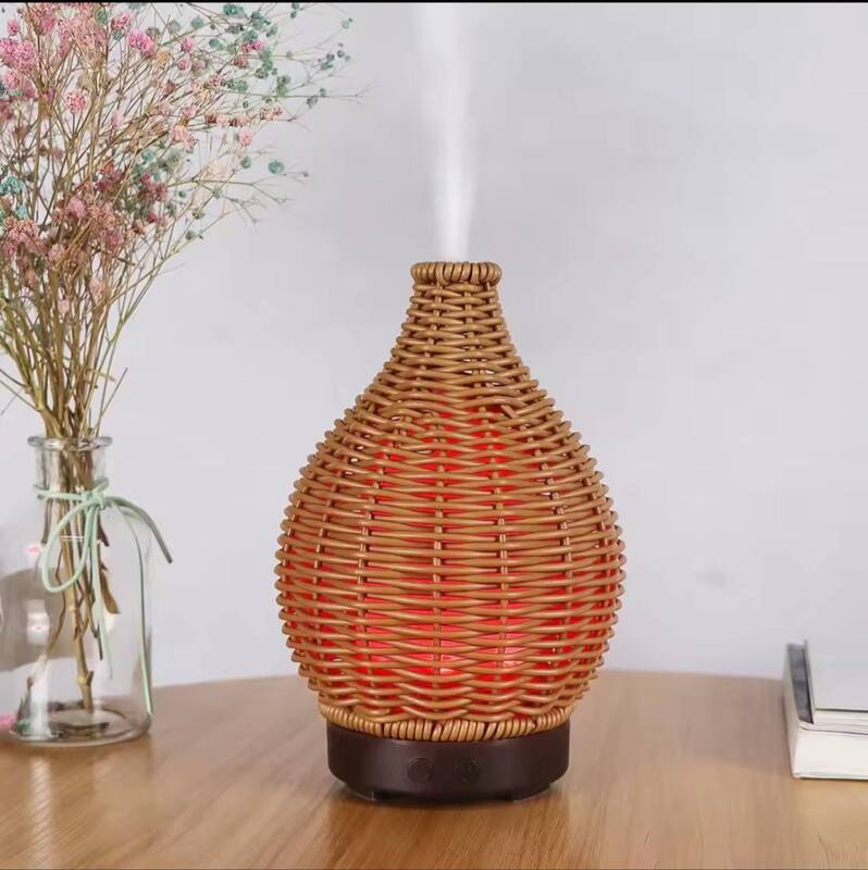 WOOD WEAVE MINI VASE HUMIDIFIER AROMATHERAPHY ESSENTIAL OIL USB DIFFUSER