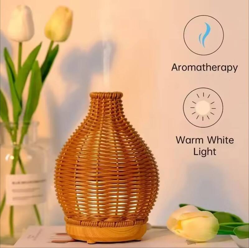 WOOD WEAVE MINI VASE HUMIDIFIER AROMATHERAPHY ESSENTIAL OIL USB DIFFUSER