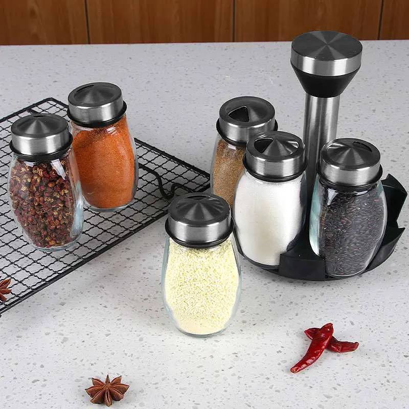 360⁰ ROTATING SPICE RACK WITH 6 CANISTERS