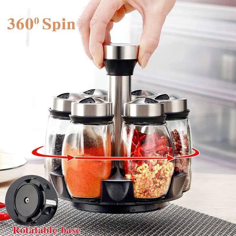 360⁰ ROTATING SPICE RACK WITH 6 CANISTERS