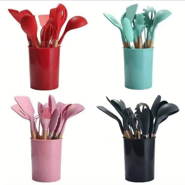 SILICONE COOKWARE SILICON COOKING SPOON - 12PIECES