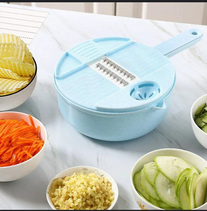 12IN1 VEGETABLE CHOPPER VEGETABLE GRATER WITH DRAIN BASKET