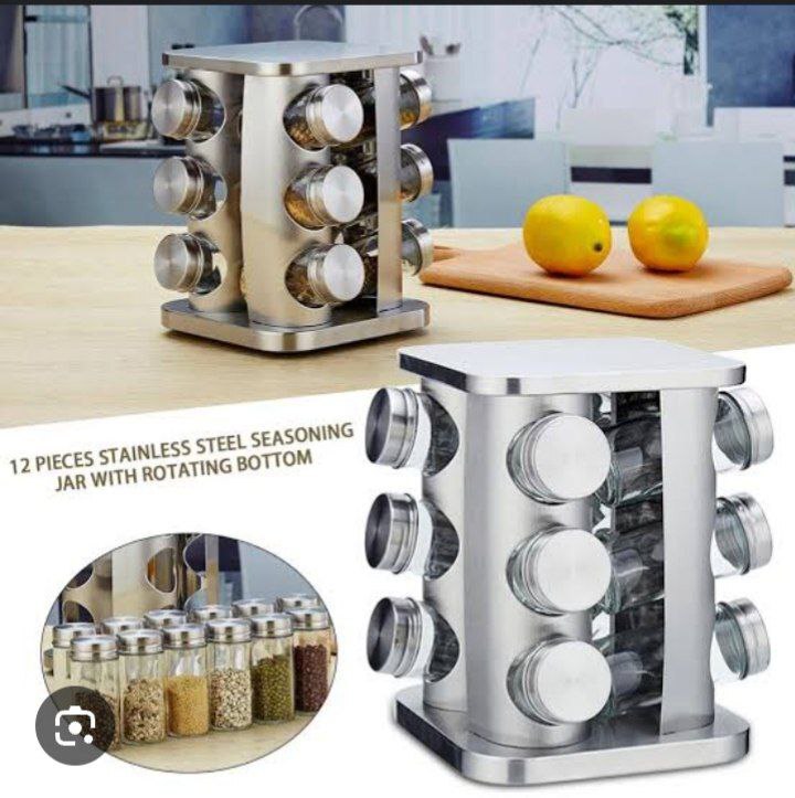 STAINLESS STEEL 12PIECES ROTATING SPICE JAR