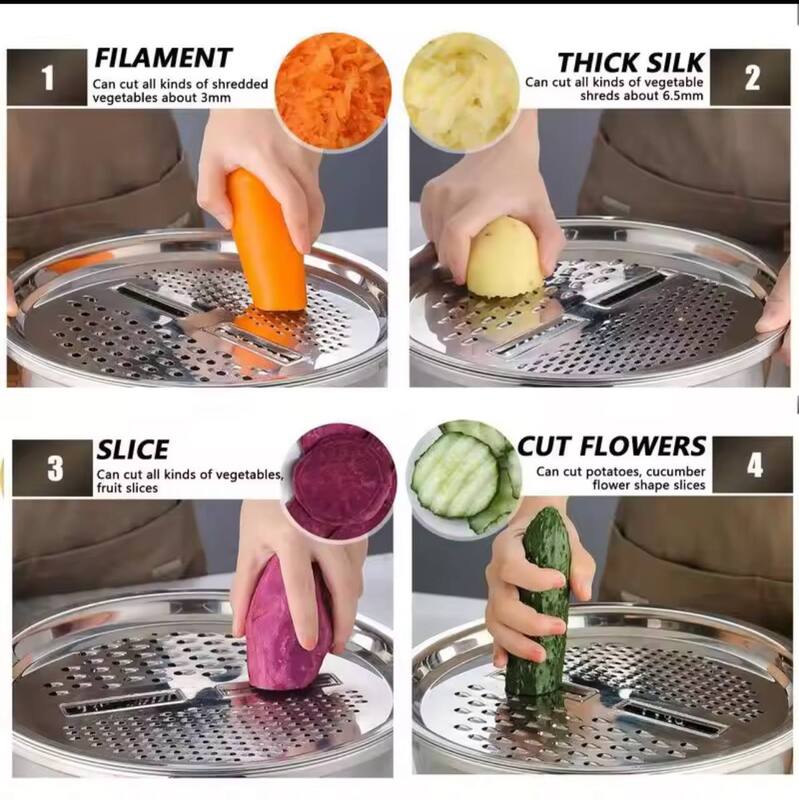 3IN1 MULTIFUNCTIONAL KITCHEN GRATERS WITH DRAIN BASIN. CUTTER & COLANDER