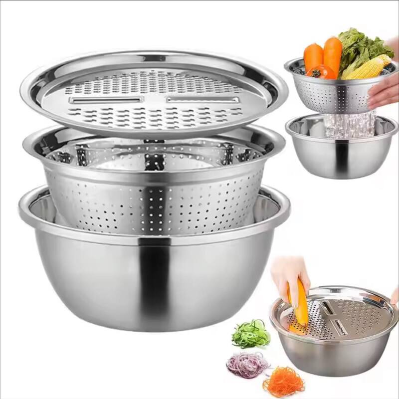 3IN1 MULTIFUNCTIONAL KITCHEN GRATERS WITH DRAIN BASIN. CUTTER & COLANDER