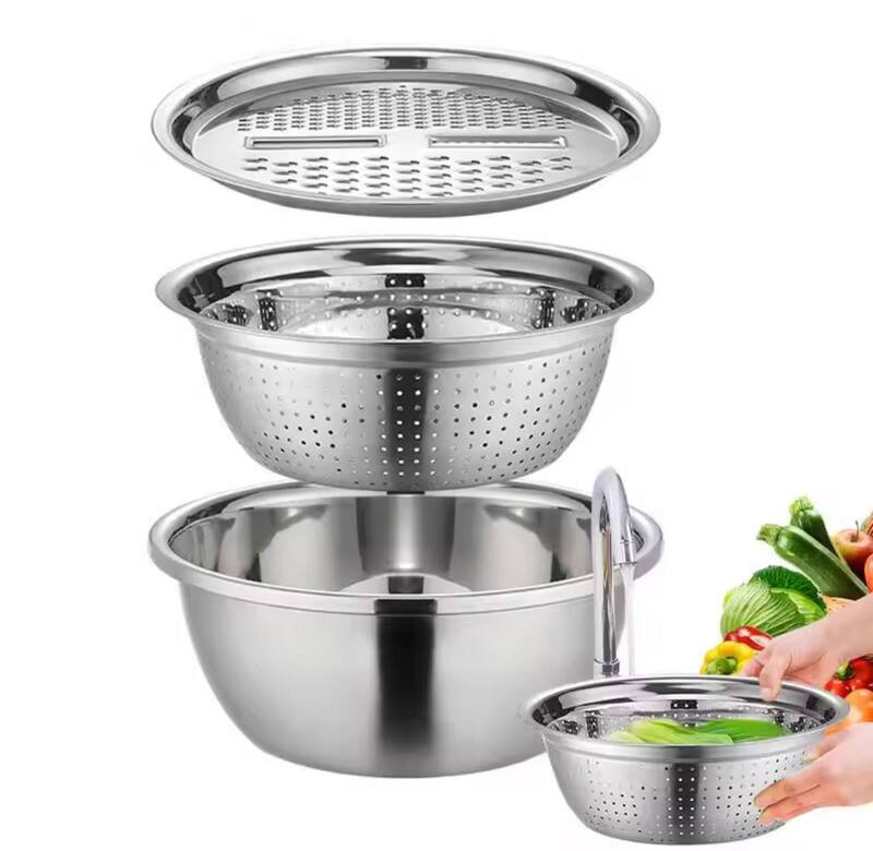 3IN1 MULTIFUNCTIONAL KITCHEN GRATERS WITH DRAIN BASIN. CUTTER & COLANDER