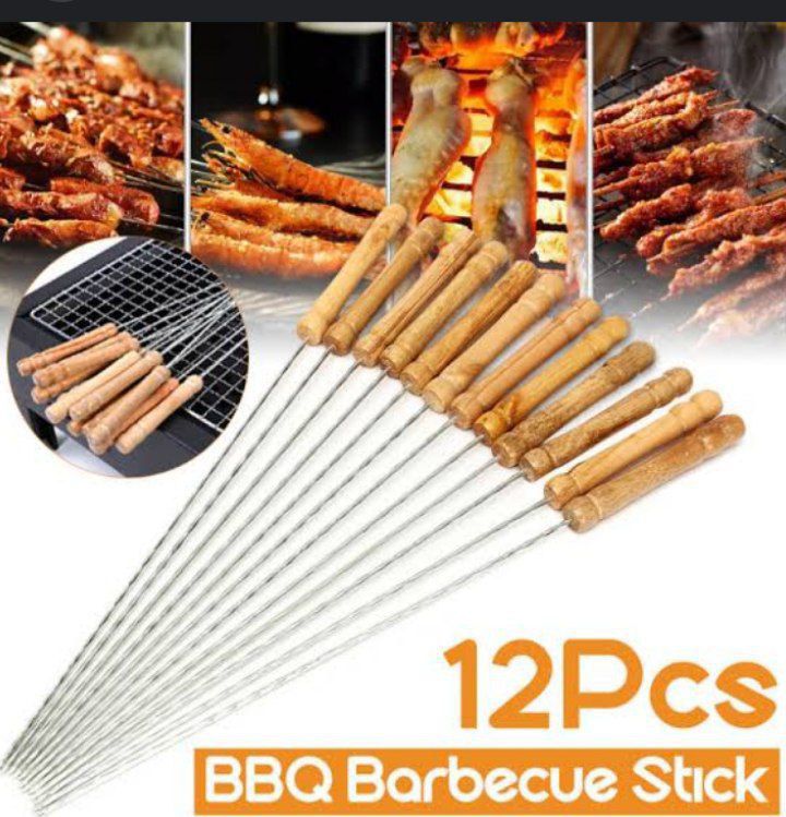12 Pieces Stainless steel  Barbecue Skewers  BBQ Sticks