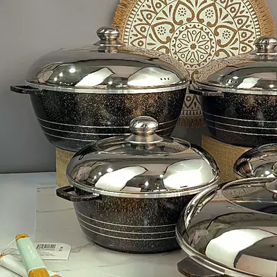 طقم طناجر جرانيت 4 قطع +مقلى مع غطاء طقم طناجر جرانيت 4 قطع +مقلى مع غطاء