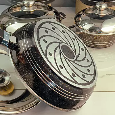 طقم طناجر جرانيت 4 قطع +مقلى مع غطاء طقم طناجر جرانيت 4 قطع +مقلى مع غطاء