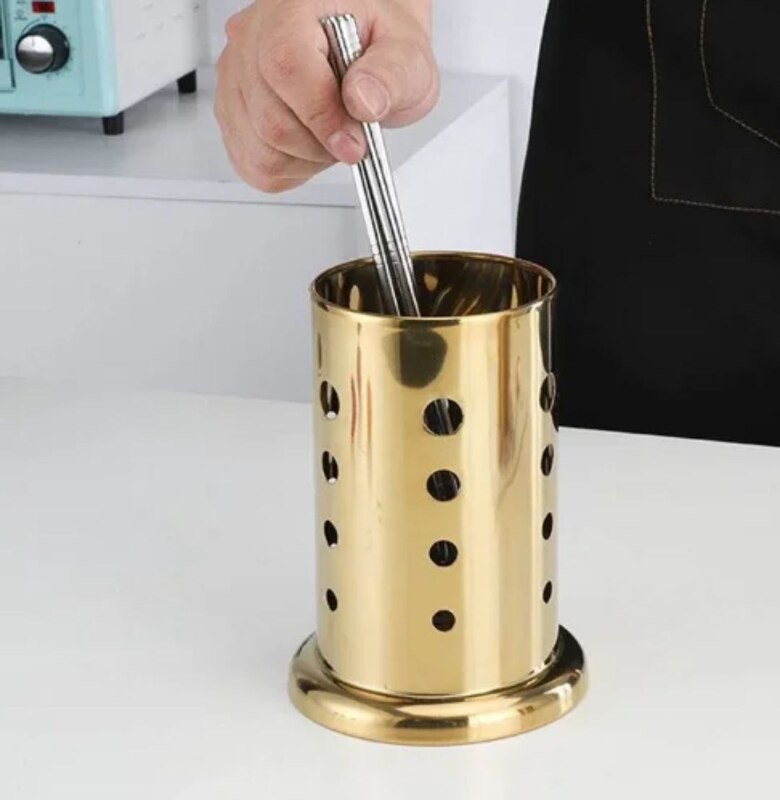 STAINLESS STEEL GOLD PLATTED CUTLERY HOLDER CUTLERIES DRAINER