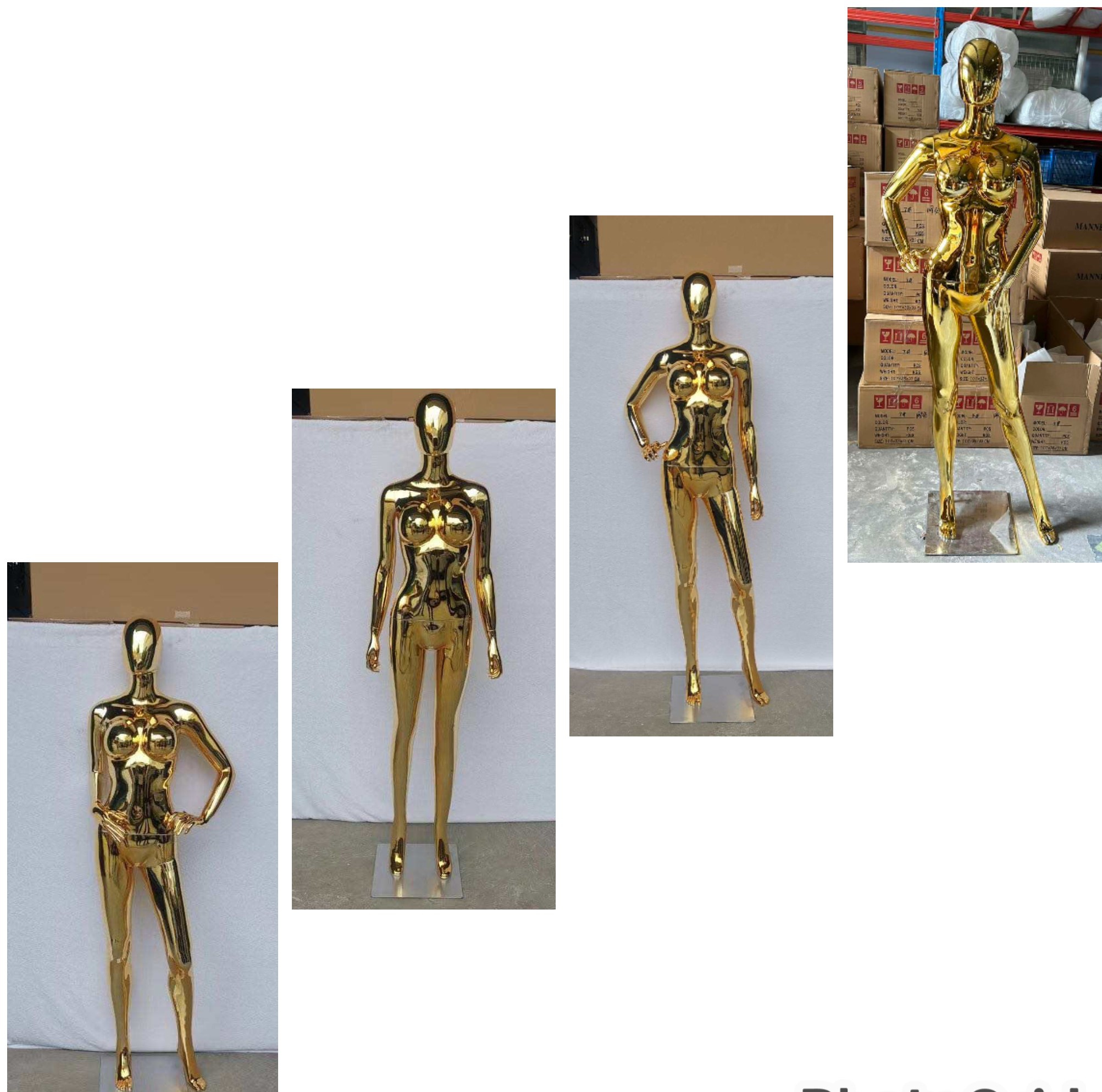 Gold Chrome Medium Bust Female Mannequin Size 8