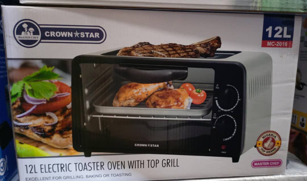 CROWN STAR ELECTRIC TOASTER OVEN WITH TOP GRILL - 12L