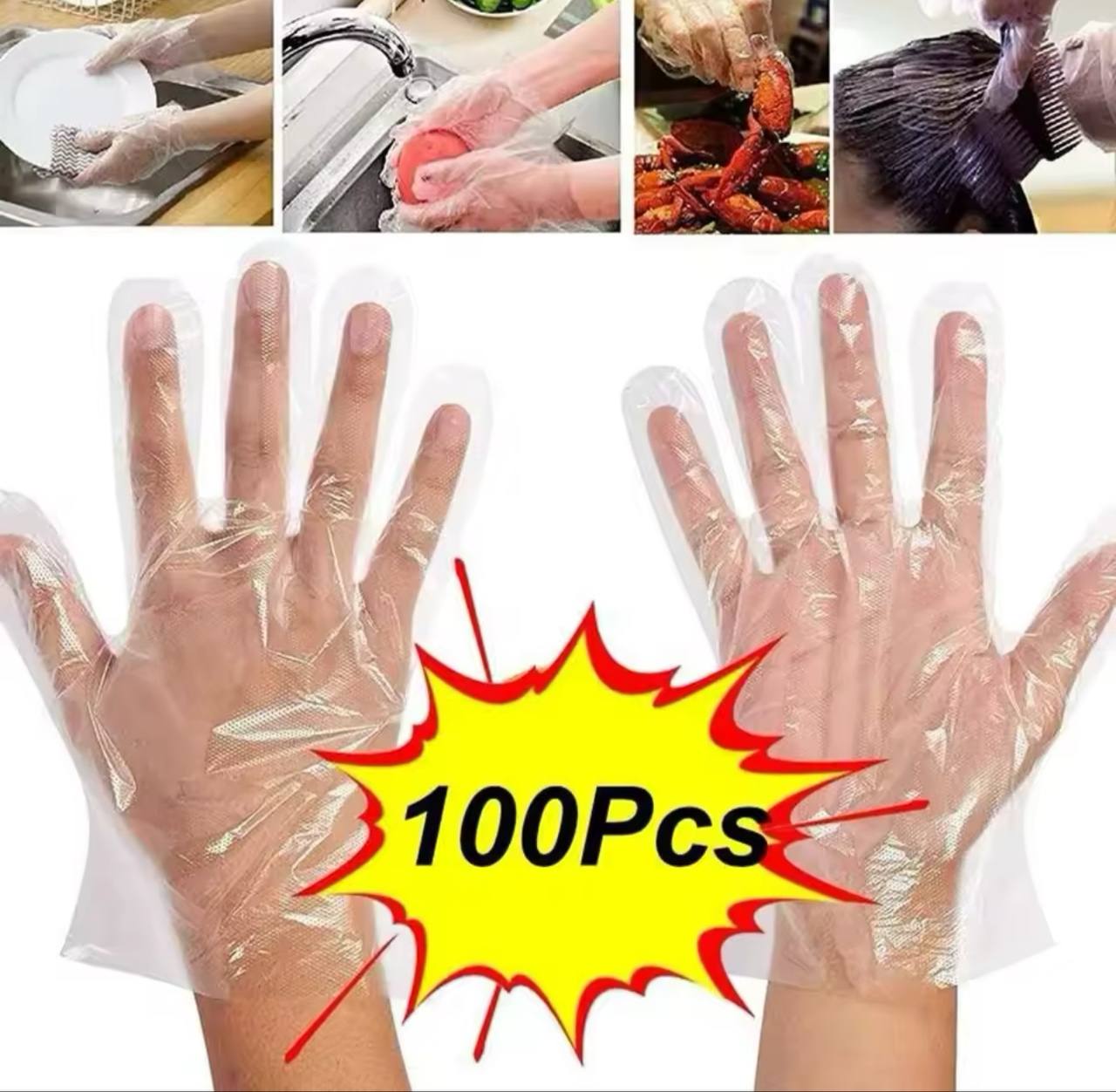 DISPOSABLE NYLON GLOVES - 100 PIECES