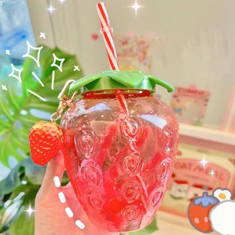 STRAWBERRY CUP WITH STRAW