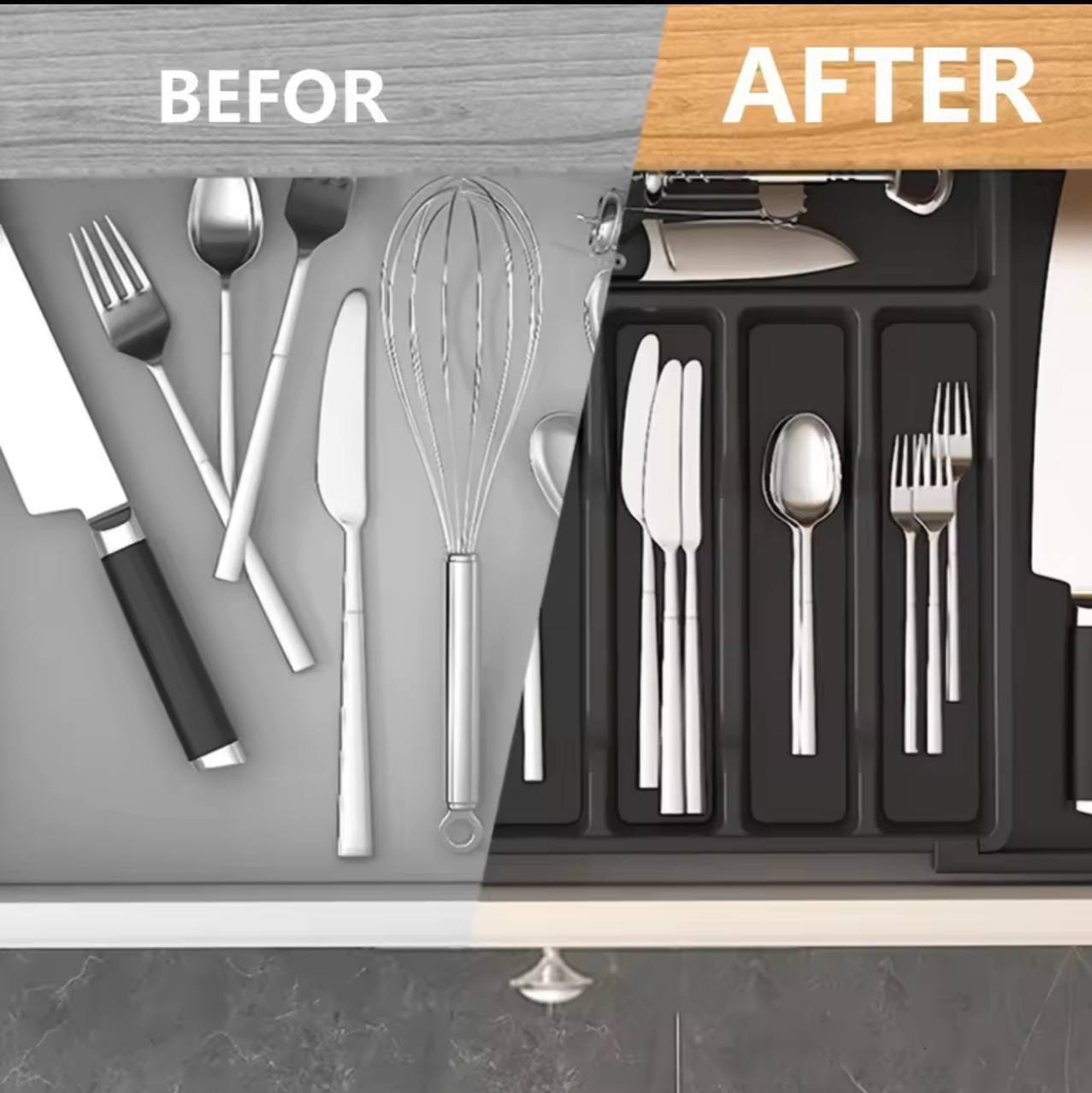 EXTENDABLE CUTLERY STORAGE BOX - BIG SIZE