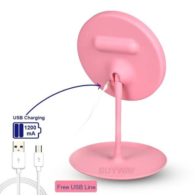 FOLDABLE DESKTOP DOUBLE SCREEN MAKE UP MIRROR WITH RECHARGEABLE LED LIGHT