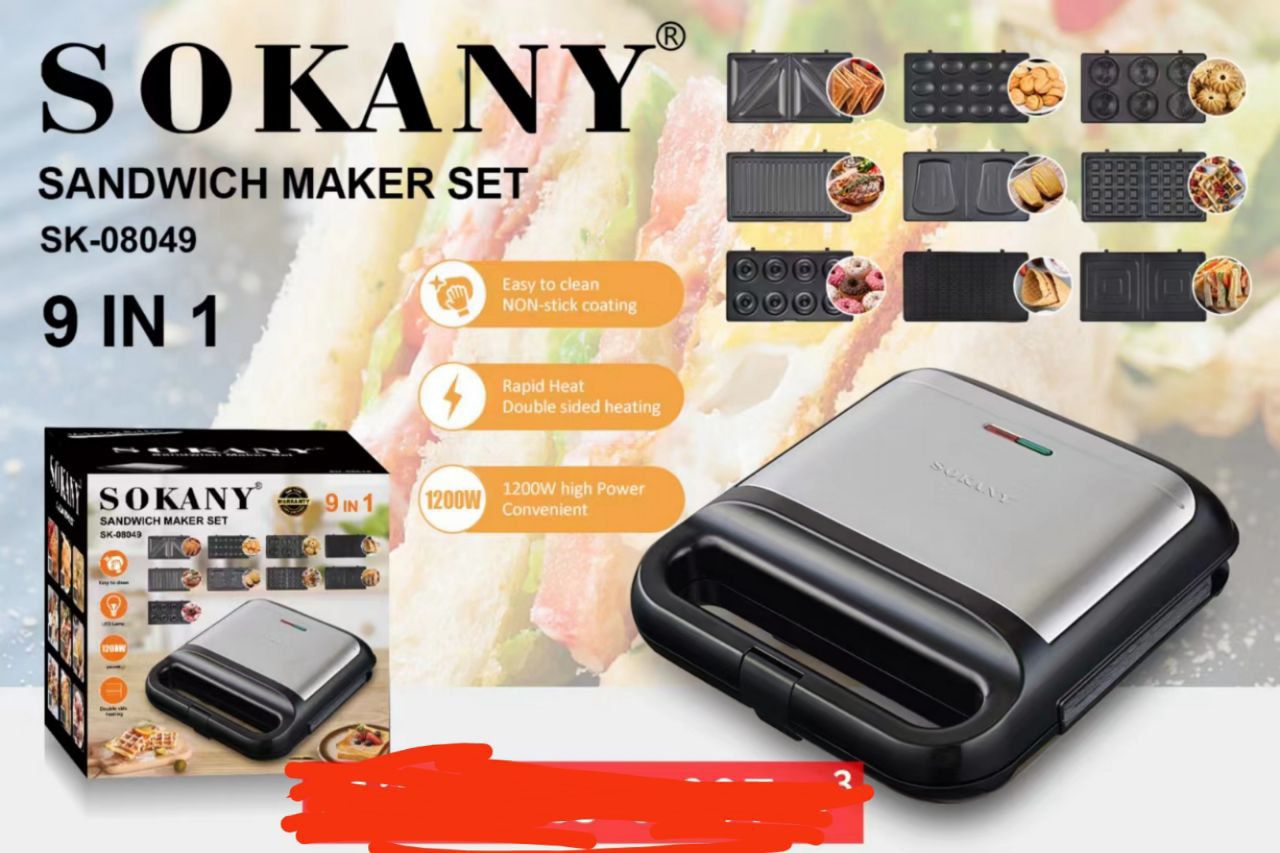 SOKANY 9IN1 SANDWICH MAKER SOKANY BREAD TOASTER