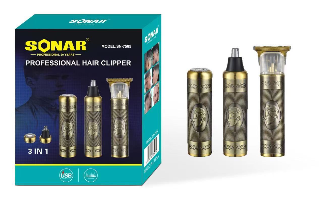 SONAR PROFESIONAL 3IN1 COMPLETE MEN CLIPPER KIT. CLIPPER,SHAVER & TRIMMER