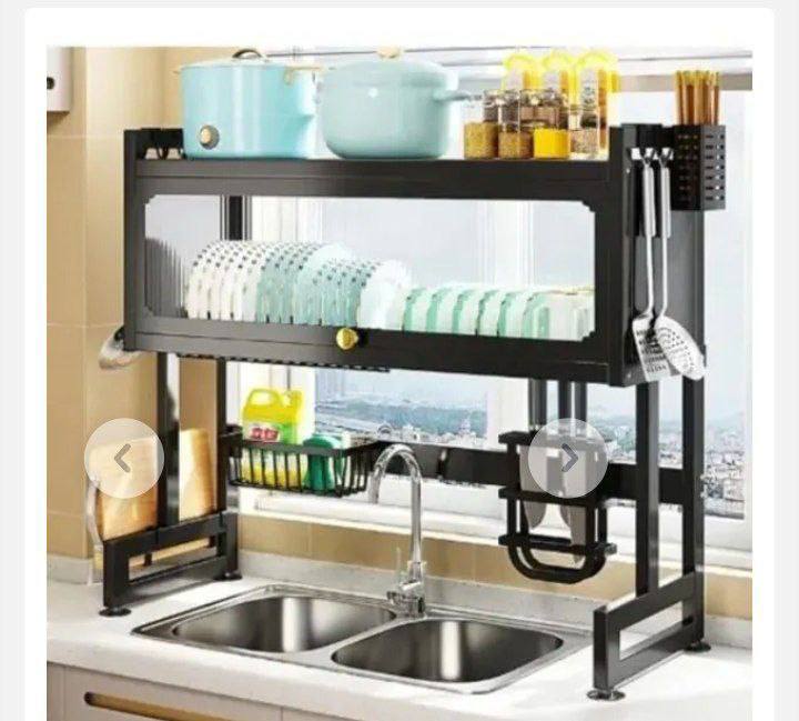 OVER THE SINK COUNTER TOP DISH RACK PLATE DRAINER  PLATE RACK DISH RACK WITH UTENSILS RACKS