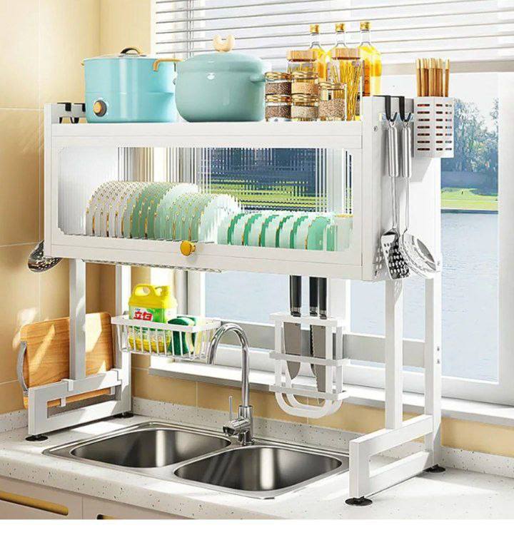 OVER THE SINK COUNTER TOP DISH RACK PLATE DRAINER  PLATE RACK DISH RACK WITH UTENSILS RACKS