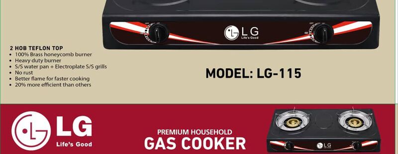 LG 2 BURNERS NON STICK GAS COOKER