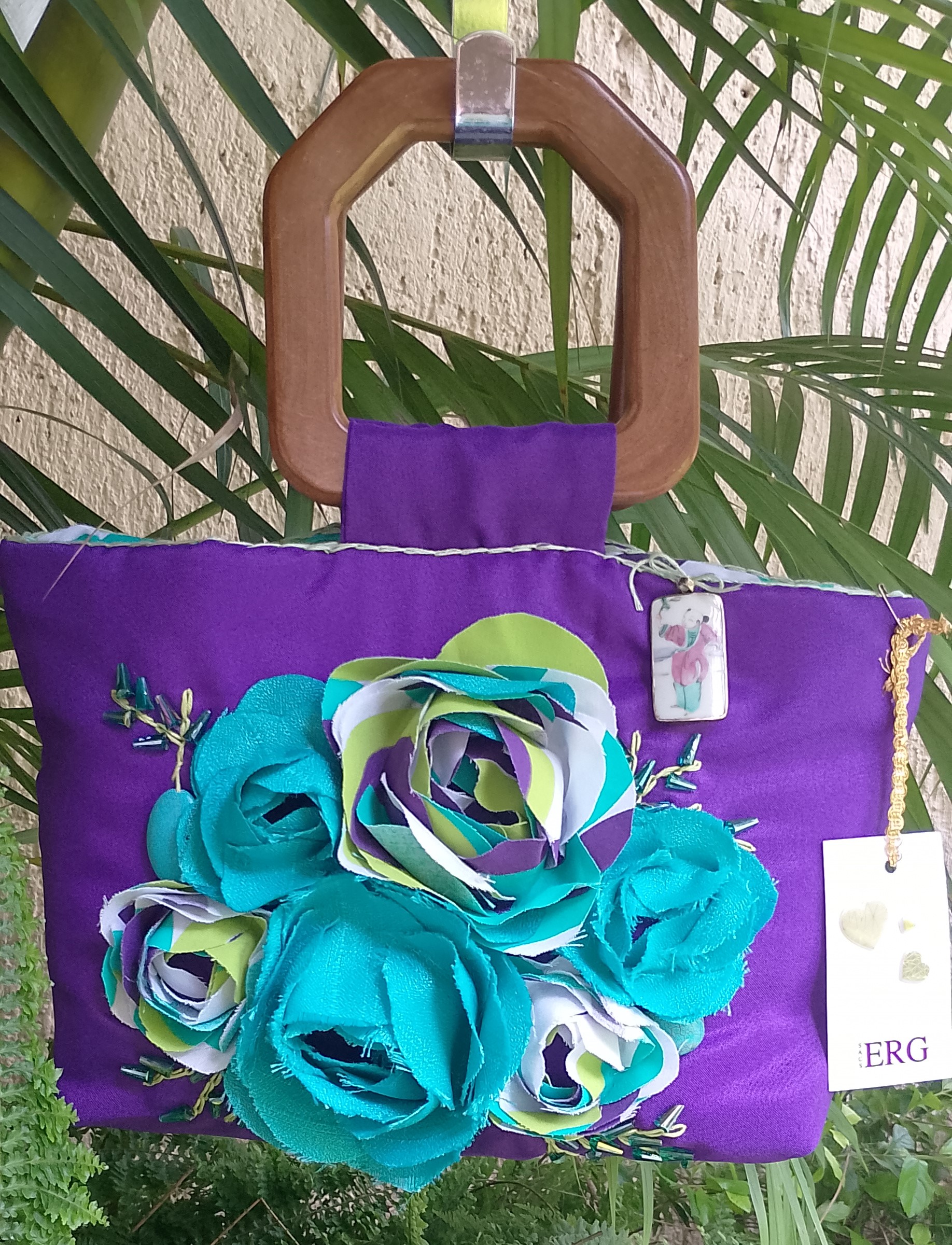 Bolsa Flores Azul/Morado BF002