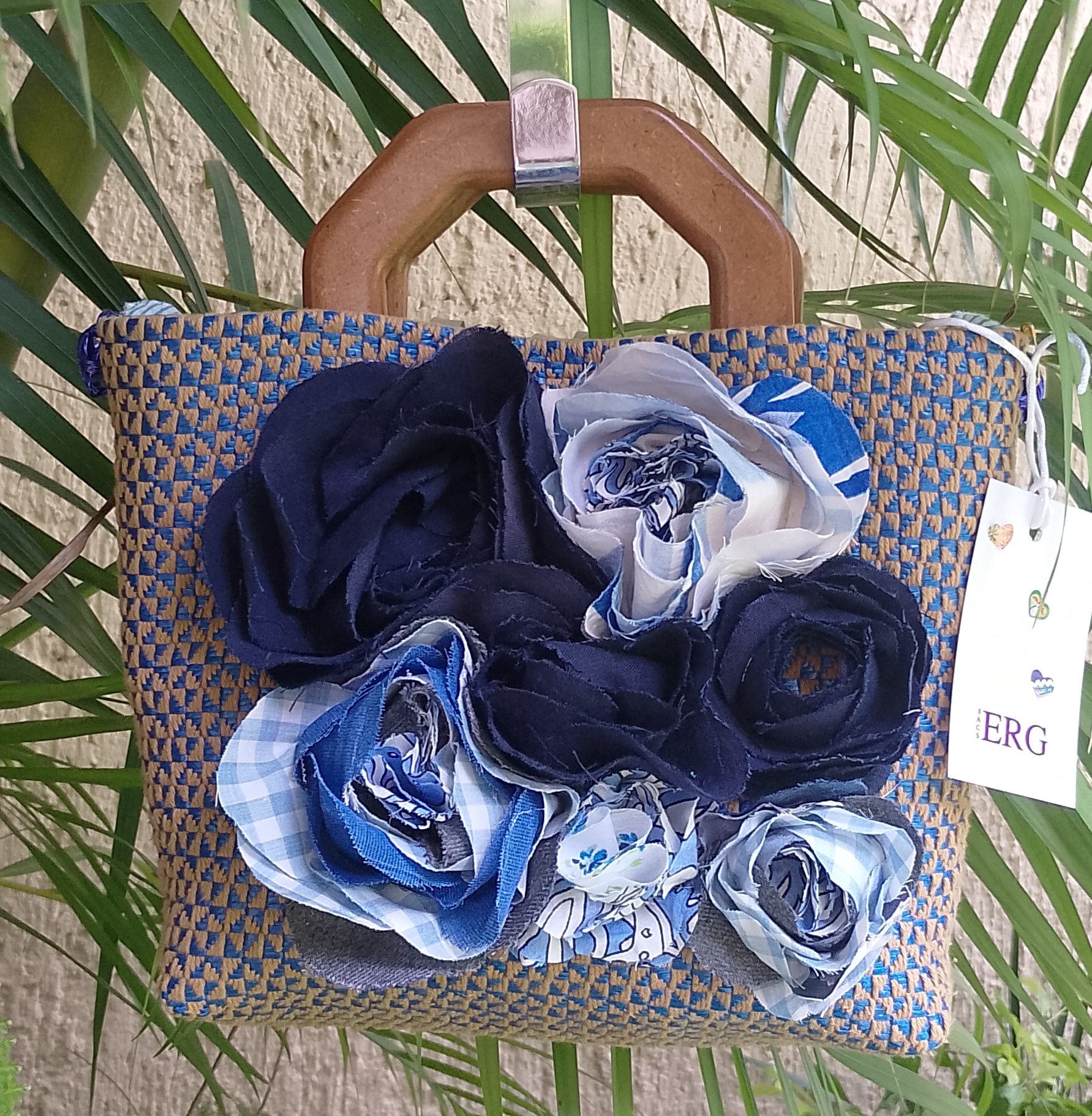 Bolsa Flores Azul/Verde BF003