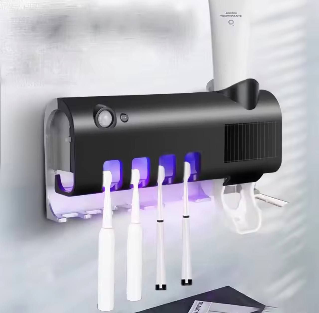 UV LIGHT TOOTH BRUSH HOLDERS AND TOOTH PASTE DISPENSER  WITH BRUSH STERILIZER