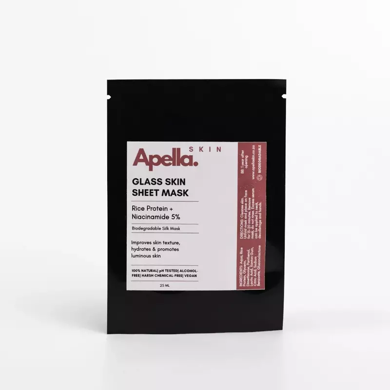Packet of a Korean skincare Glass Skin Sheet Mask